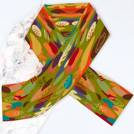 Warm - Abstract Long Double Sided  Scarf