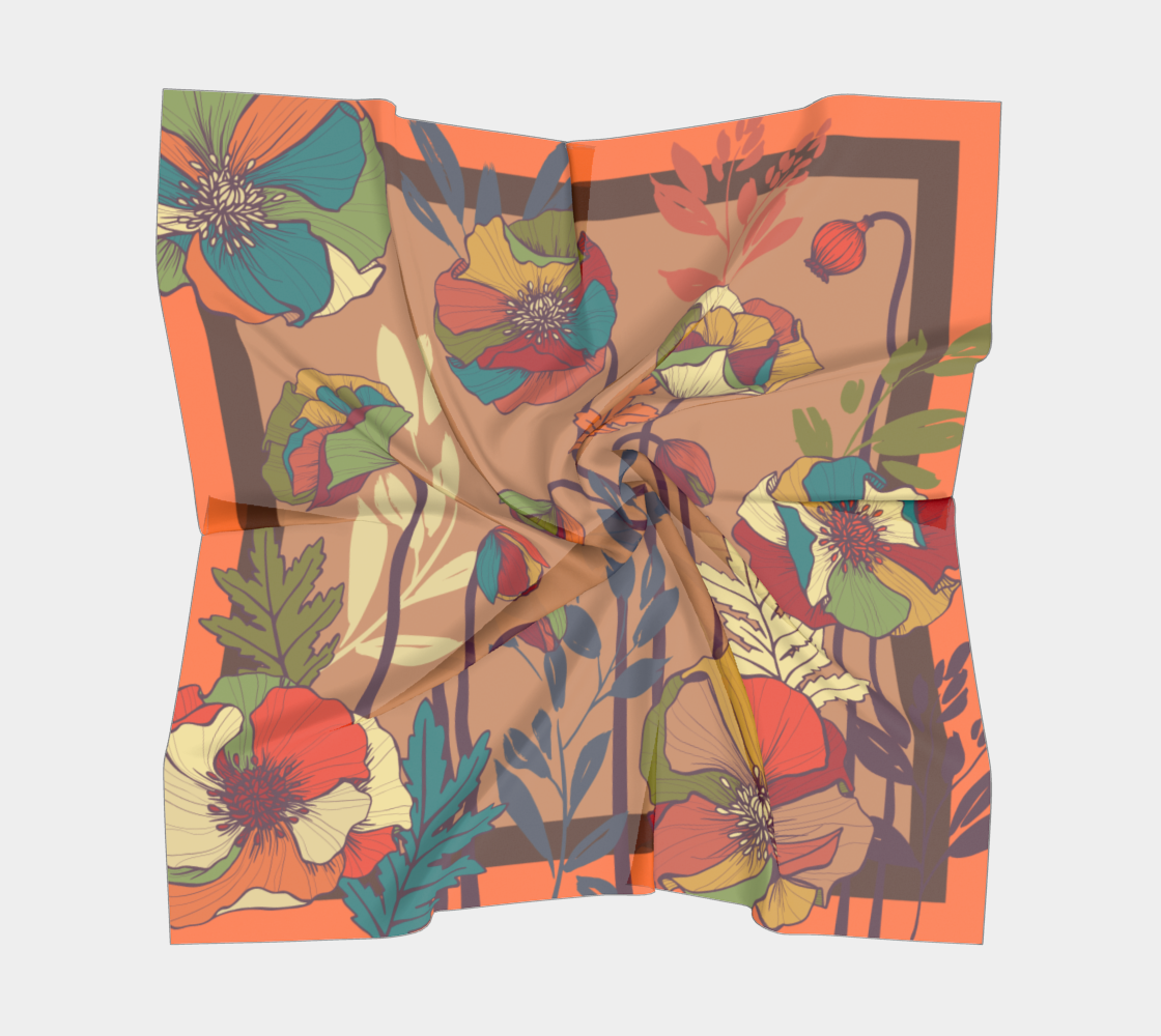 Warm Poppies - Large Square Scarf