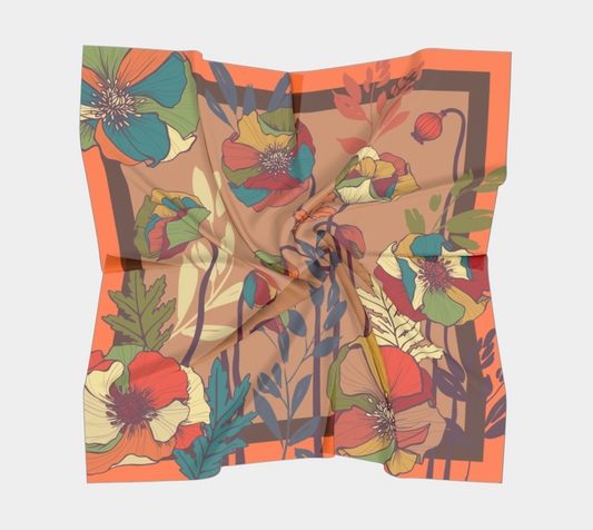 Warm Poppies - Large Square Scarf