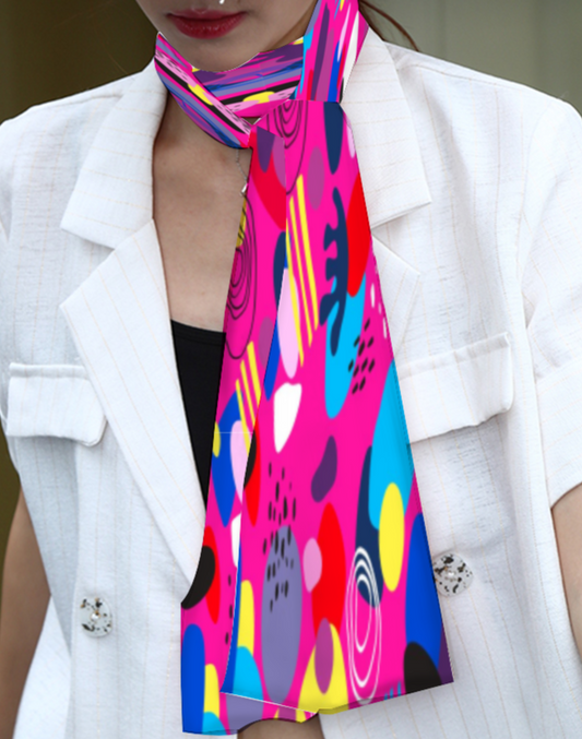 Clear - Abstract Design  - Long Double-Sided Scarf