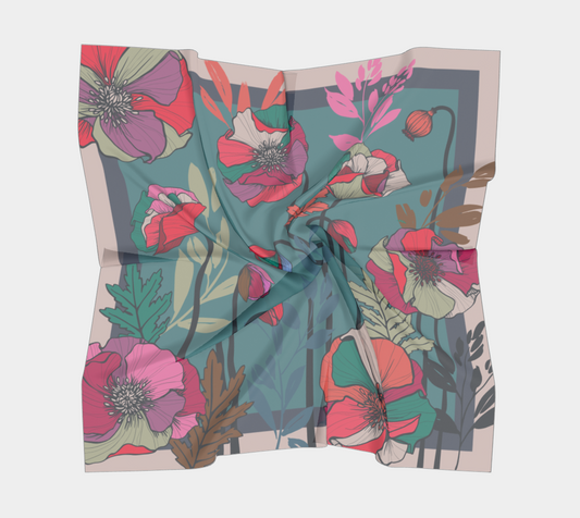 Soft Poppies - Large Square Scarf