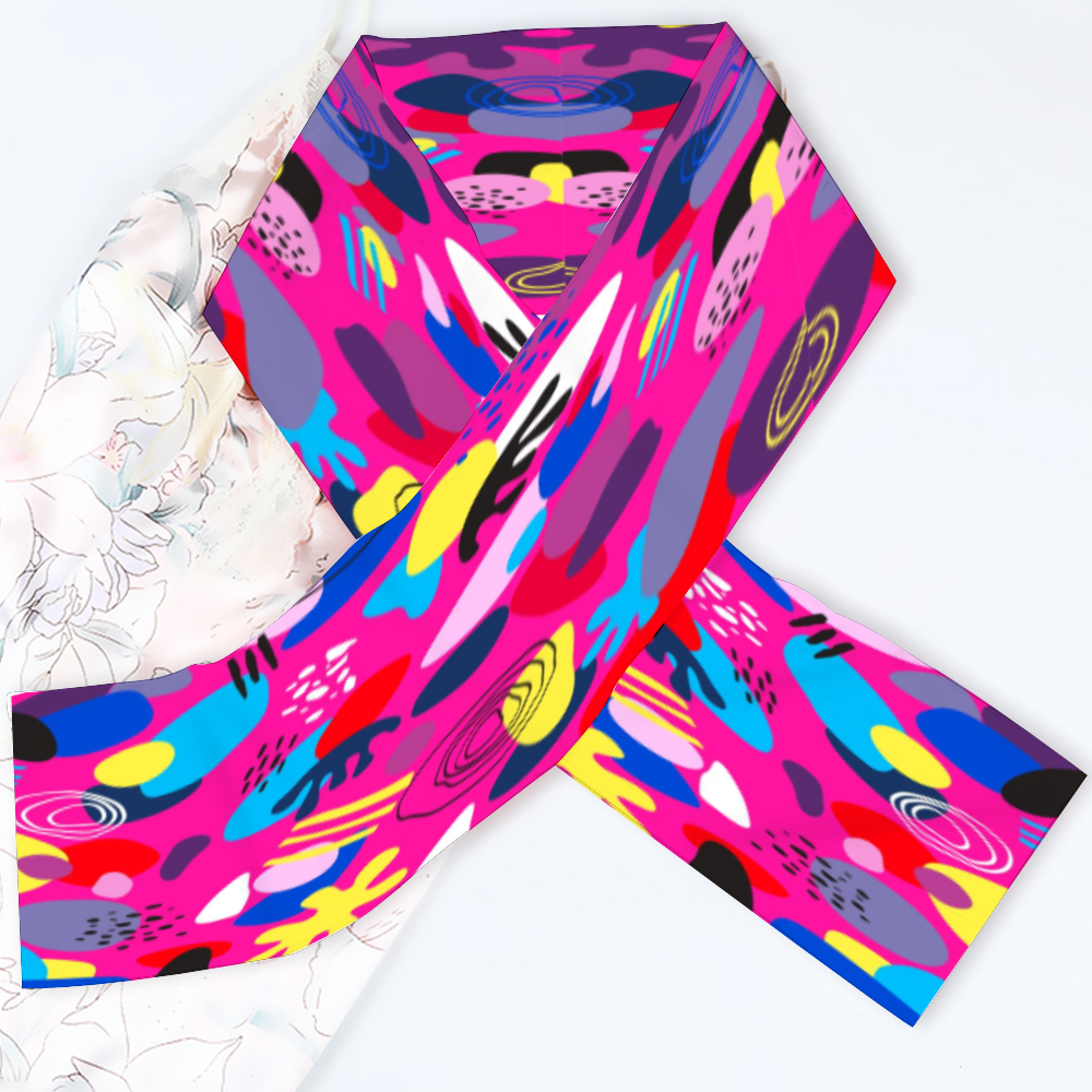Clear - Abstract Design  - Long Double-Sided Scarf
