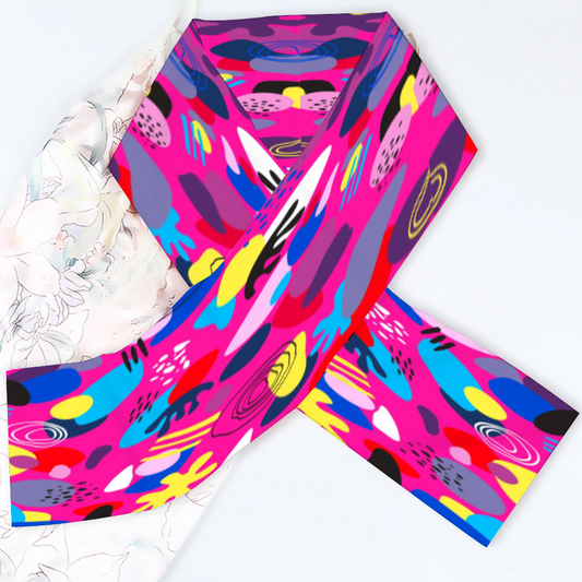 Clear - Abstract Design  - Long Double-Sided Scarf