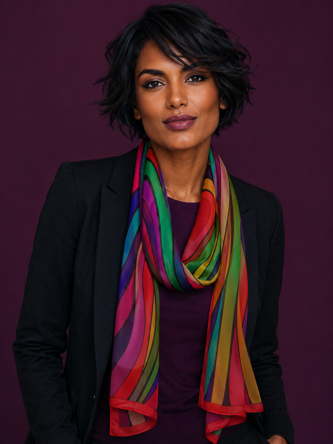 Deep - Water Swirl Chiffon Scarf