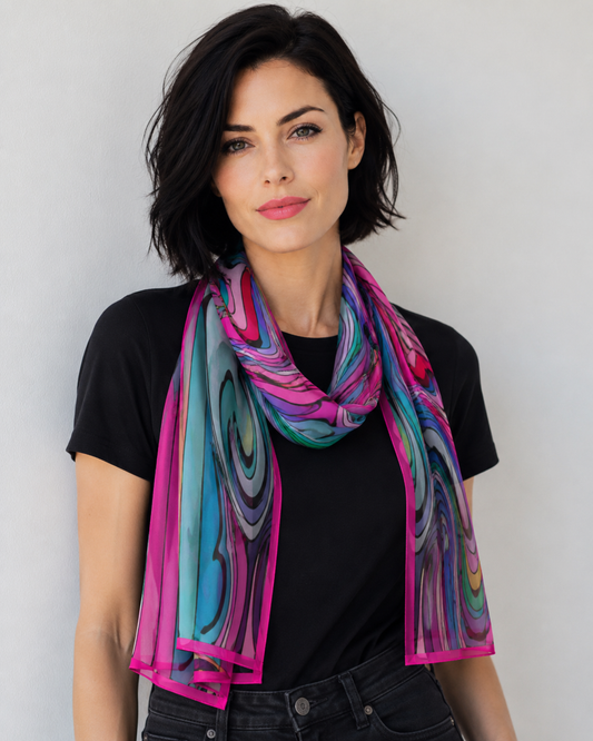 Clear - Water Swirl Chiffon Scarf