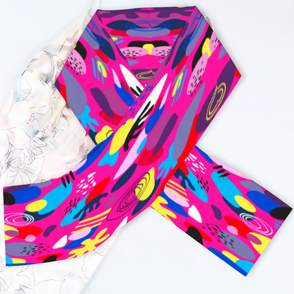 Clear - Abstract Design  - Long Double-Sided Scarf